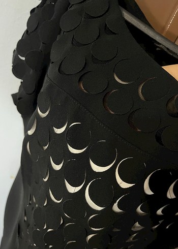 Siyah Desenli Kısa Kollu Uzun Elbise - Görsel 4