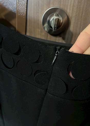 Siyah Desenli Kısa Kollu Uzun Elbise - Görsel 6