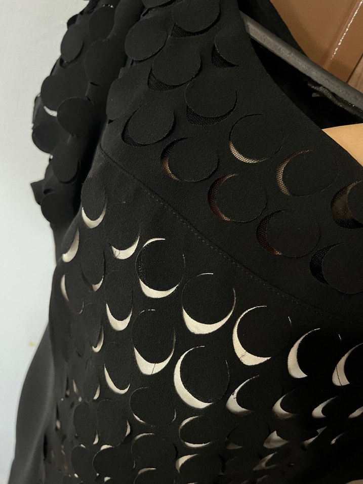 Siyah Desenli Kısa Kollu Uzun Elbise - Görsel 4