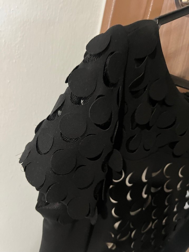 Siyah Desenli Kısa Kollu Uzun Elbise - Görsel 5