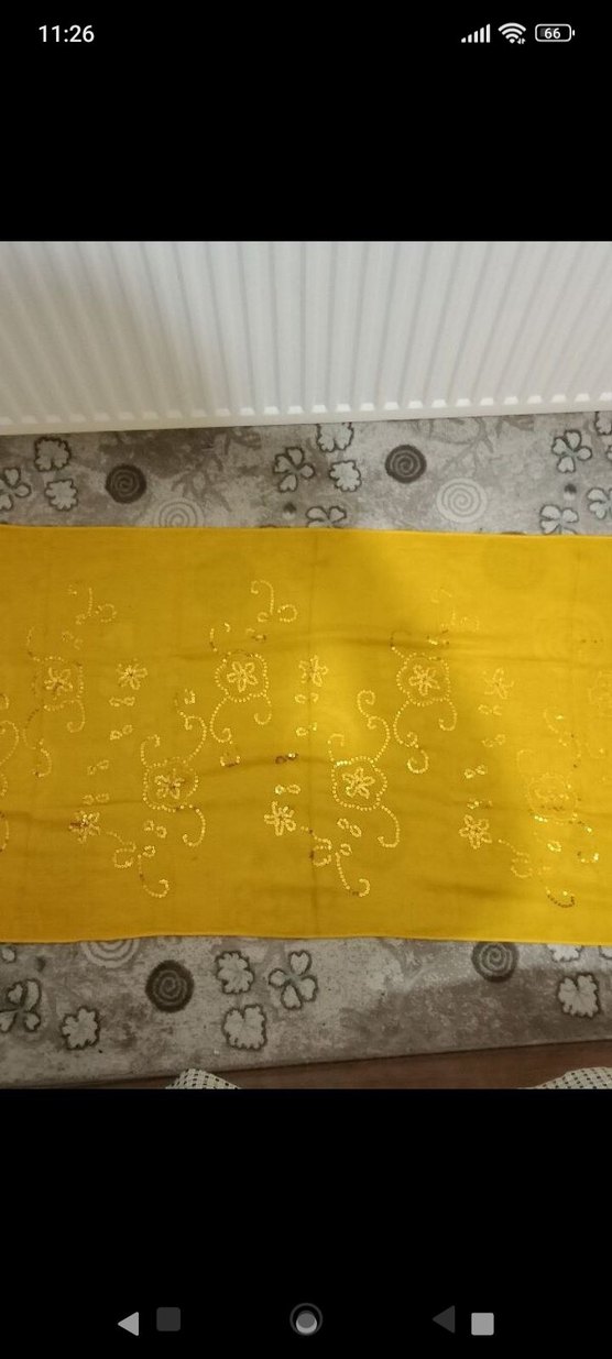 Boncuk İşlemeli Sarı Kadın Şal - Görsel 2