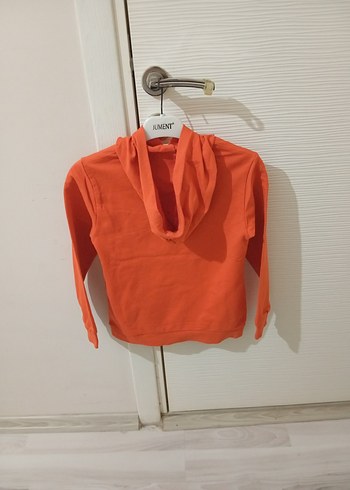 Turuncu Kapüşonlu Fermuarlı Erkek Sweatshirt - Görsel 4