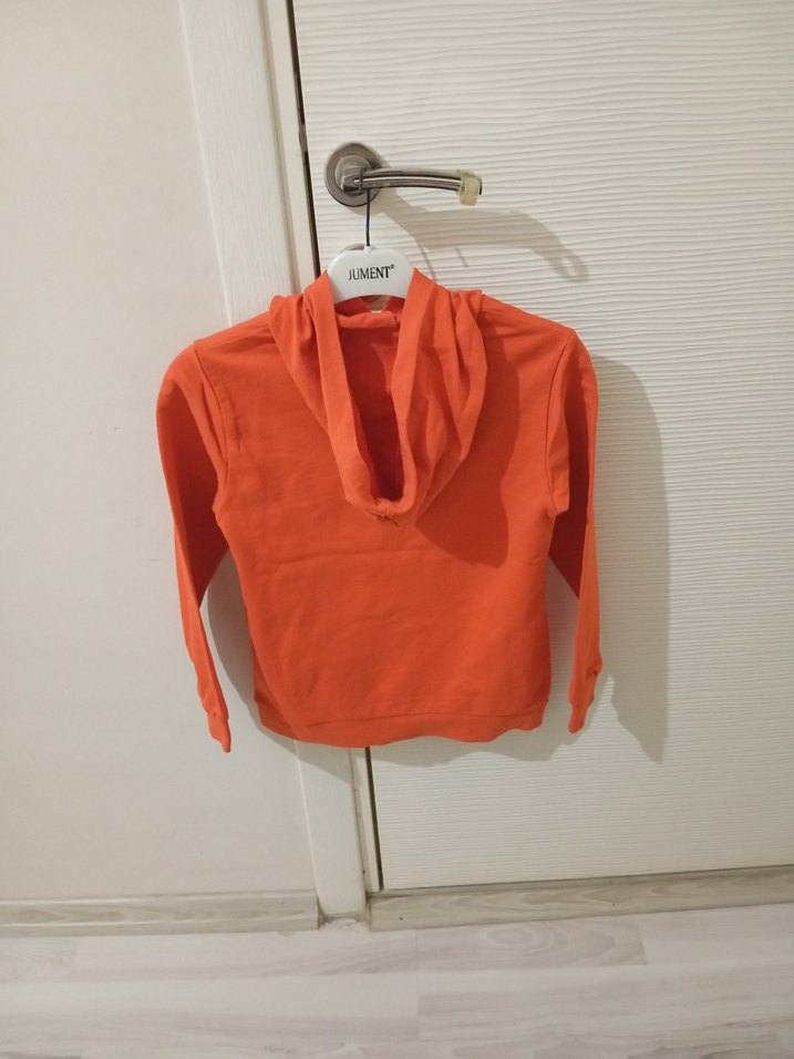 Turuncu Kapüşonlu Fermuarlı Erkek Sweatshirt - Görsel 4