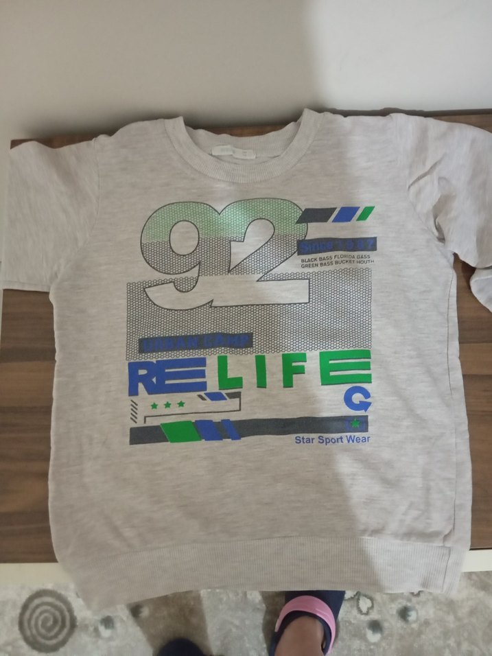 Gri Erkek Çocuk Uzun Kollu Baskılı Sweatshirt - Görsel 2