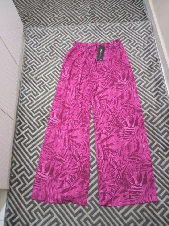 Pembe Bağlama Desenli Kadın Pantolon - Görsel 4