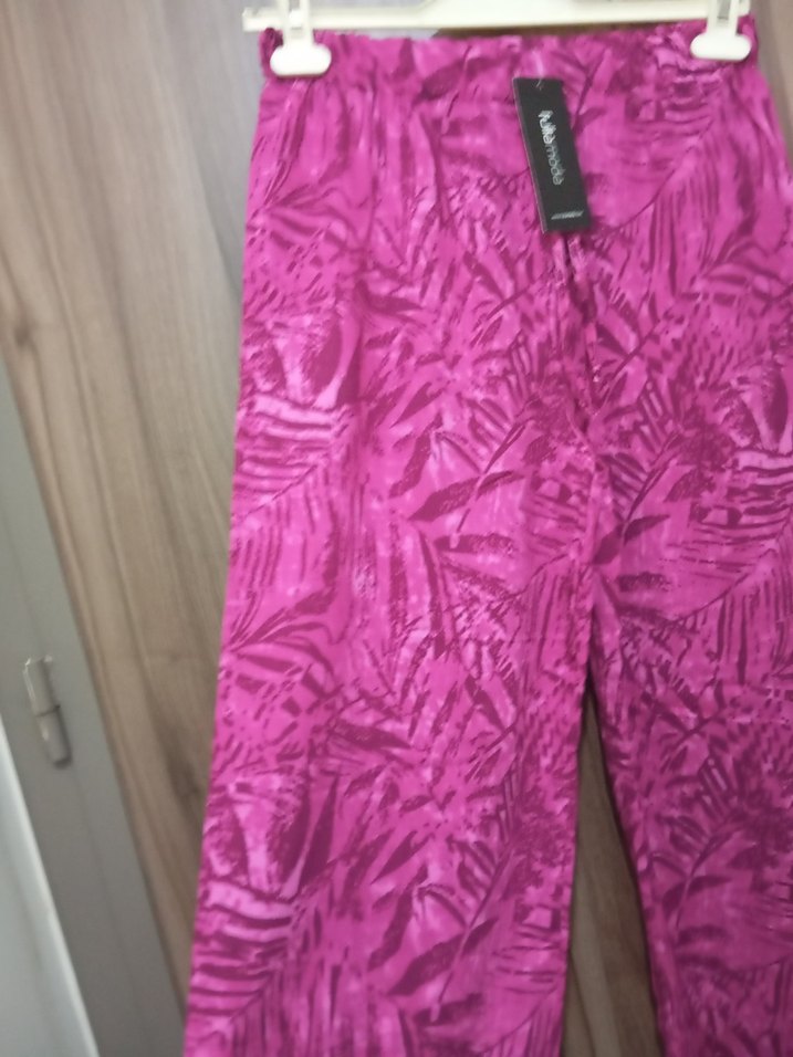 Pembe Bağlama Desenli Kadın Pantolon - Görsel 2