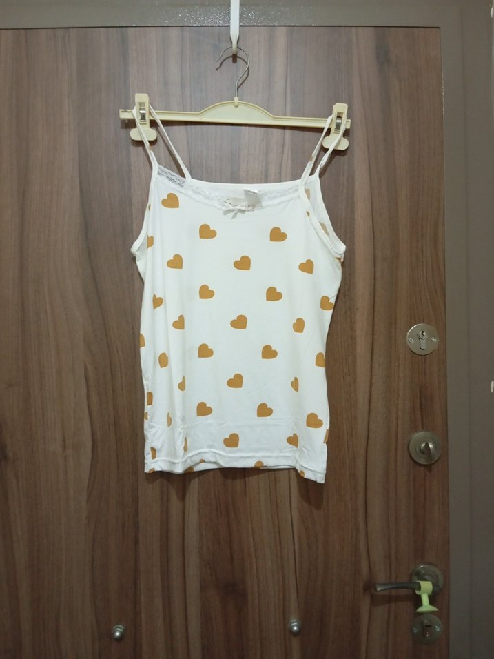 Kalp Desenli Beyaz Kadın Pijama Takımı - Görsel 4