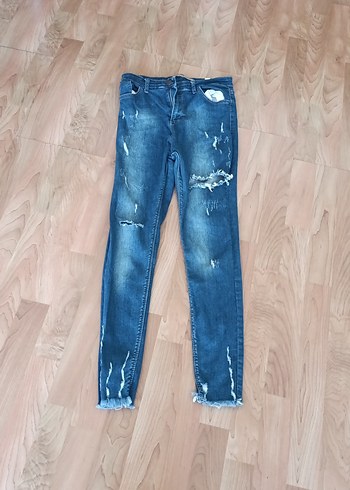 Kadın Mavi Denim Bol Kesim Midi Kot Pantolon