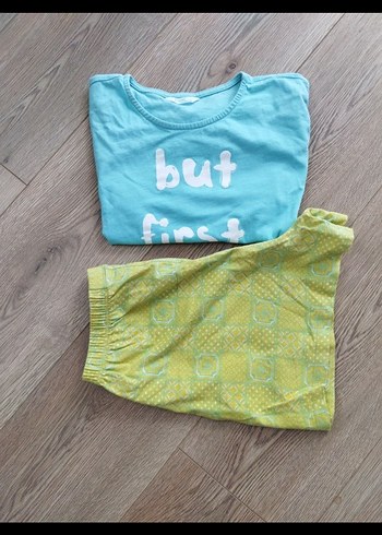 Mavi Baskılı Hamile Şort Takımı - Görsel 4