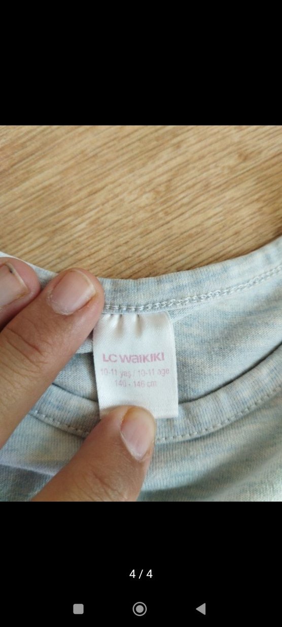 Kız Çocuk Gri Pamuklu Kısa Kollu Pijama - Görsel 4