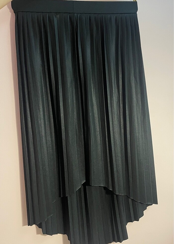 Asimetrik midi boy deri etek - Görsel 4