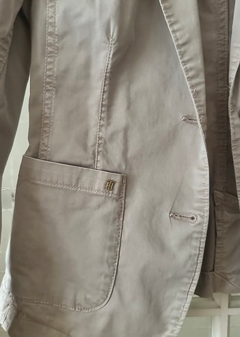 Tommy Hilfger Orijinal Bej Kadın Keten Blazer Ceket - Görsel 2