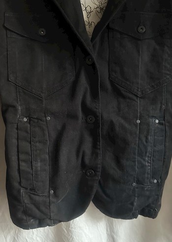 Orijinal Kuyichi Marka Düğmeli Siyah Midi Denim Kadın Ceket - Görsel 2