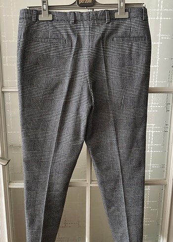 Gri Ekose Pilili Kadın Kumaş Pantolon-Yündür - Görsel 3