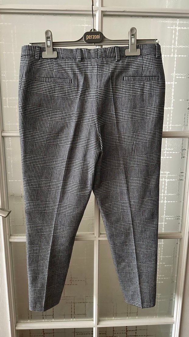 Gri Ekose Pilili Kadın Kumaş Pantolon-Yündür - Görsel 3