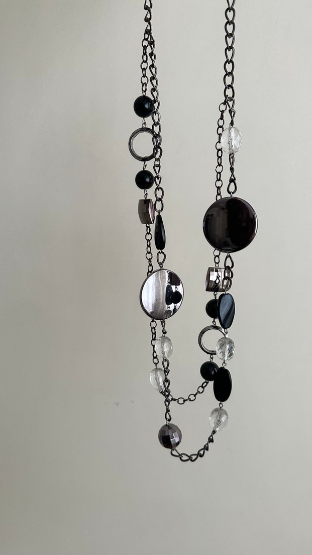 El Yapımı-Uzun Zincir Detaylı Siyah Gotik Kolye - Görsel 2