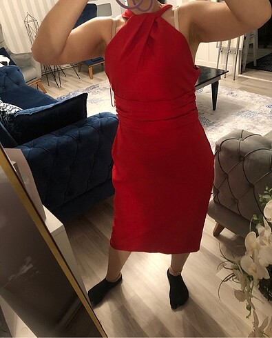 l Beden kırmızı Renk Trendyol mila elbise