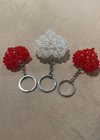 El yapımı Boncuklu Kırmızı Kalp Anahtarlık - Görsel 4