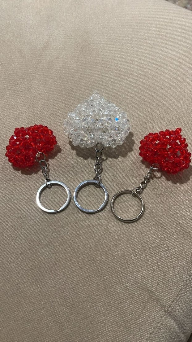 El yapımı Boncuklu Kırmızı Kalp Anahtarlık - Görsel 4