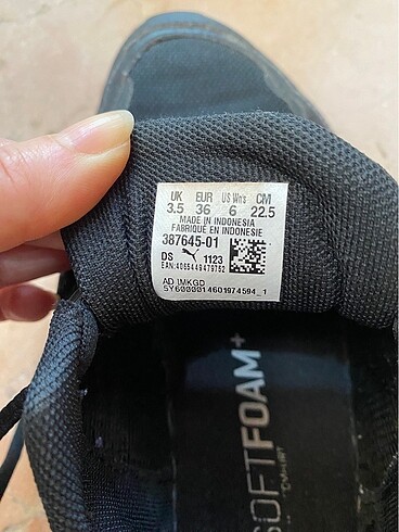 36 Beden siyah Renk Puma siyah spor ayakkabı