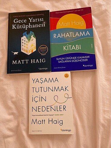 Matt haig 3 kitap gece yarısı kütüphanesi rahatlama kitabı yaşam