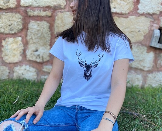 BlackPine Geyiği Beyaz T-shirt