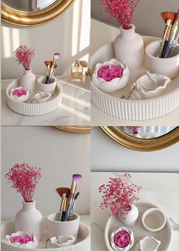 Beyaz Pastel Dekorayitif Organizer Seti 5 parça - Görsel 5