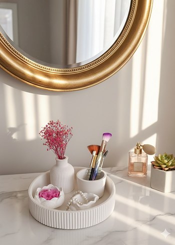 Beyaz Pastel Dekorayitif Organizer Seti 5 parça - Görsel 2