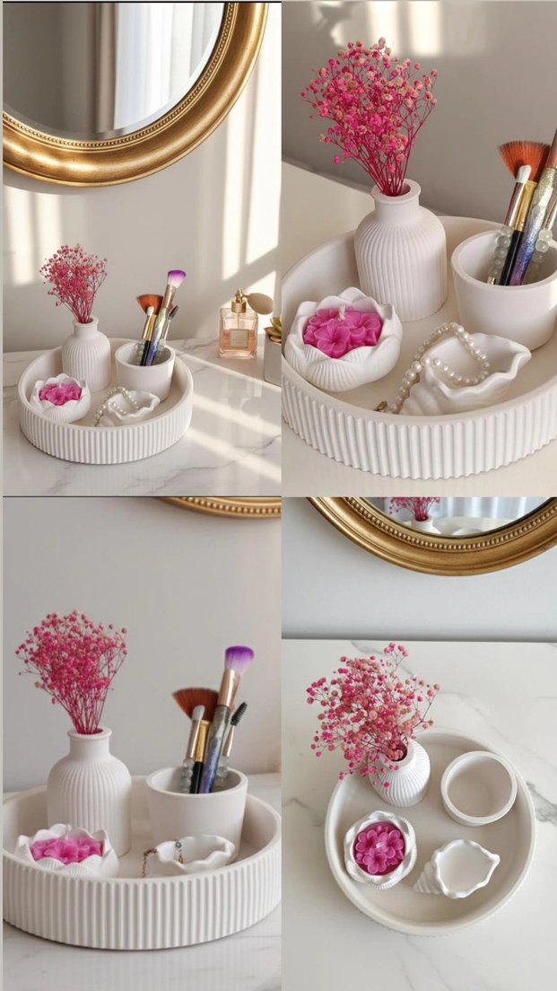 Beyaz Pastel Dekorayitif Organizer Seti 5 parça - Görsel 5