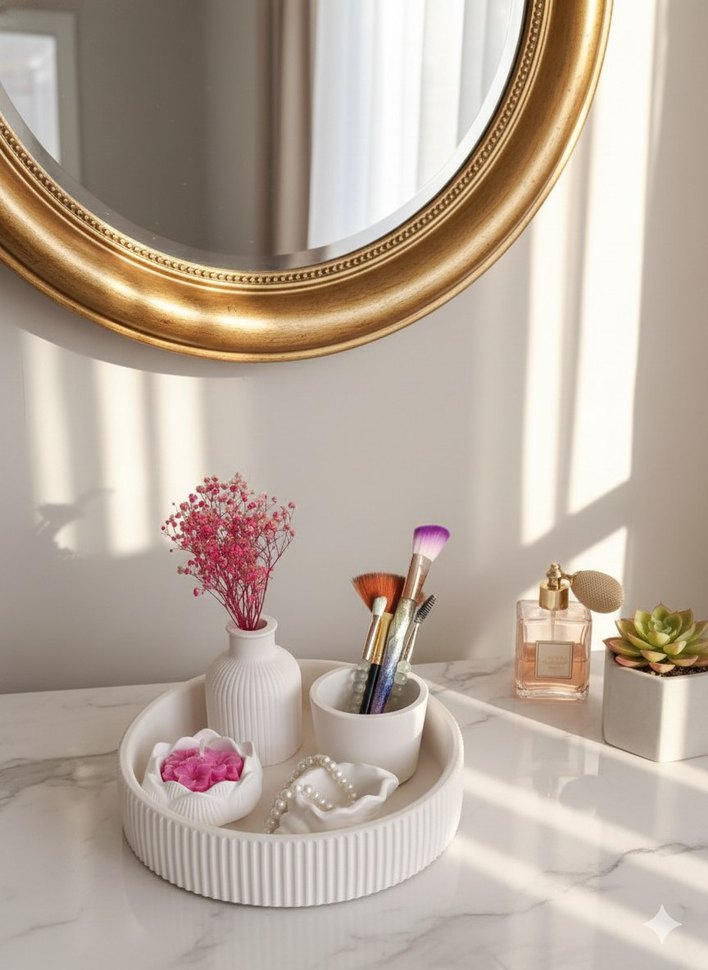 Beyaz Pastel Dekorayitif Organizer Seti 5 parça - Görsel 2