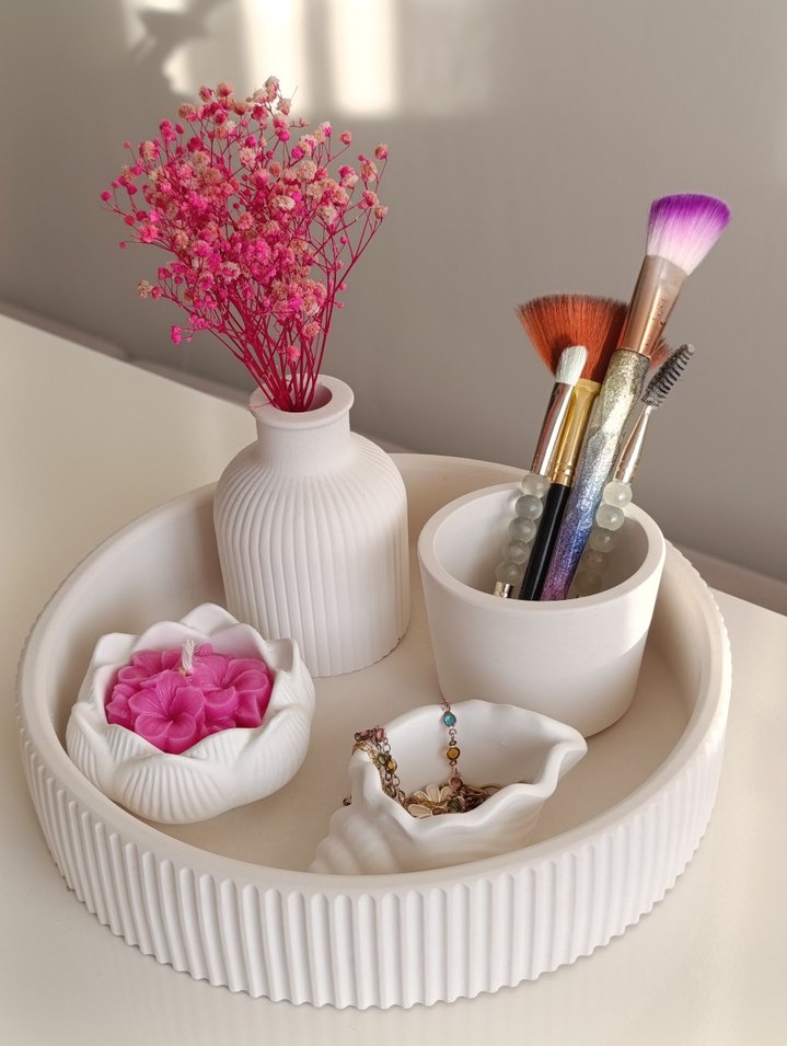 Beyaz Pastel Dekorayitif Organizer Seti 5 parça - Görsel 4