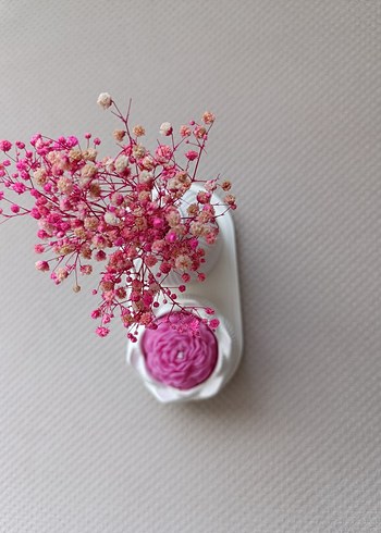 Pembe Gül Kokulu Mum ve Vazolu Set. - Görsel 3