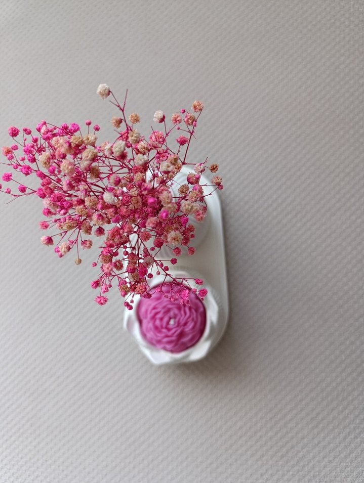 Pembe Gül Kokulu Mum ve Vazolu Set. - Görsel 3