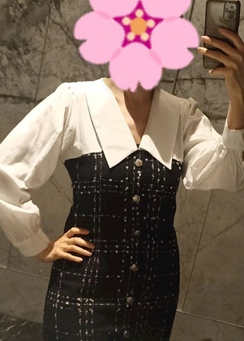 Tüvit V Yaka Düğmeli Elbise - Görsel 2