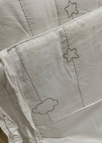 Nakışlı Beyaz Pamuklu Bebek Uyku Seti - Görsel 2