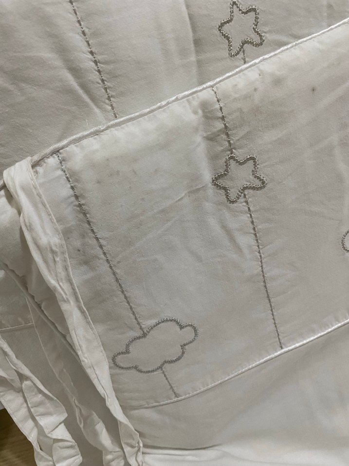 Nakışlı Beyaz Pamuklu Bebek Uyku Seti - Görsel 2
