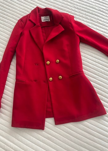 36 Beden Klasik Kesim Kırmızı Kadın Blazer Ceket