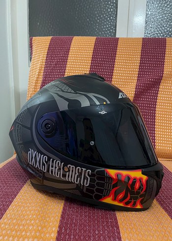 M beden Axxis Siyah Baskılı Motosiklet Kaskı - Görsel 2