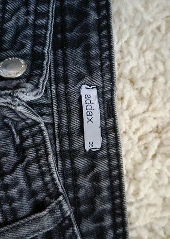 Gri siyah Kadın Bol Kesim Jean - Görsel 2