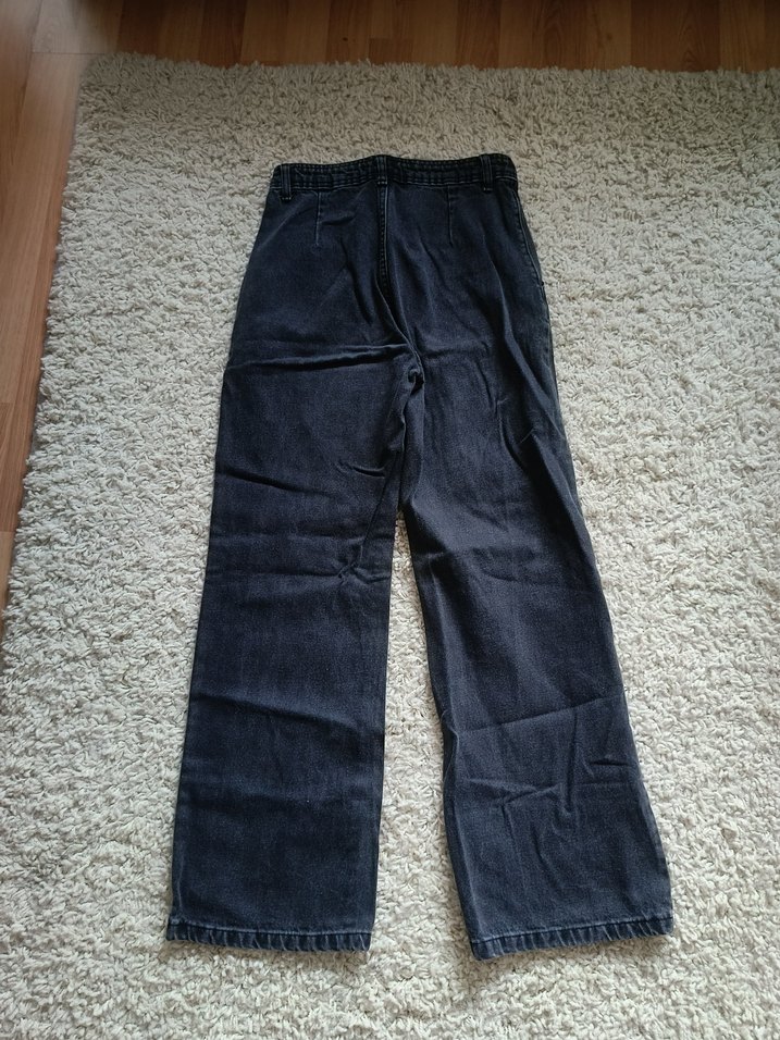 Gri siyah Kadın Bol Kesim Jean - Görsel 3