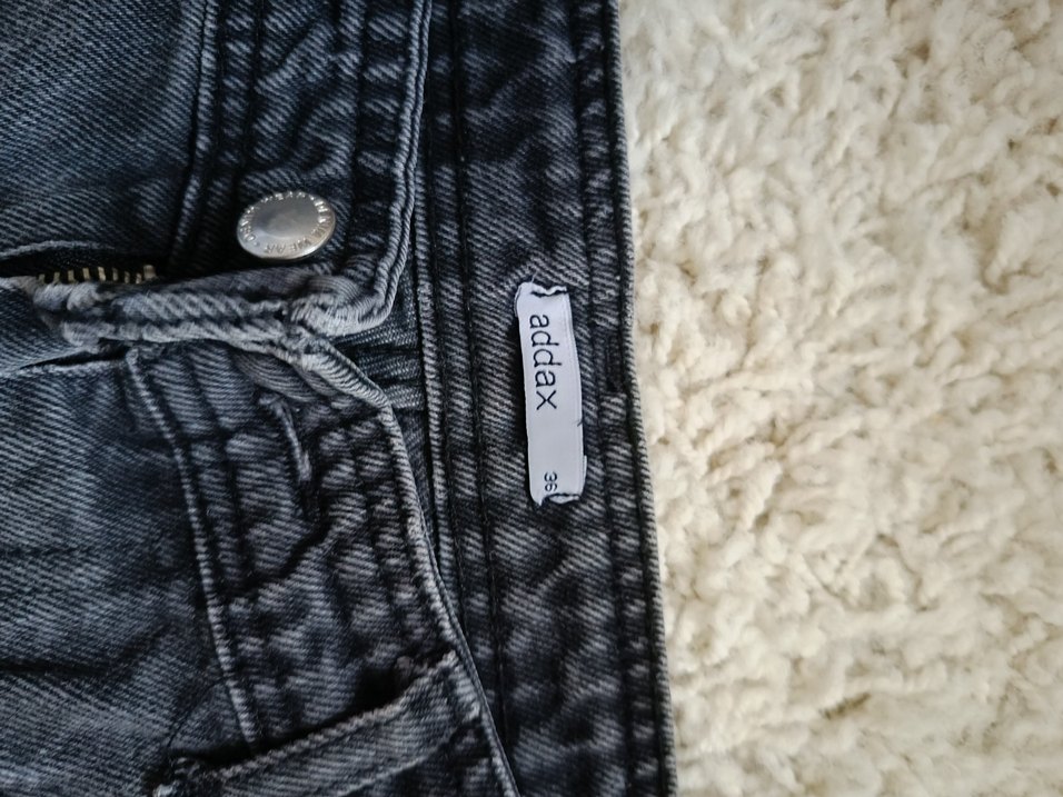 Gri siyah Kadın Bol Kesim Jean - Görsel 2