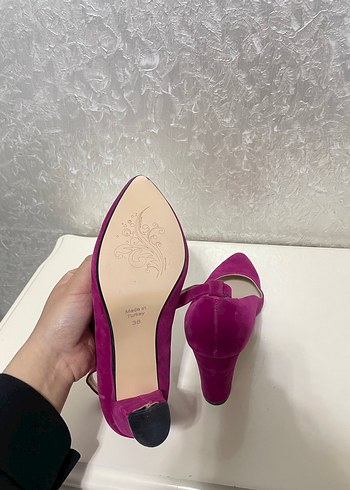 Pembe Süet Tokalı Stiletto Kadın Ayakkabı - Görsel 5