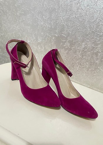 Pembe Süet Tokalı Stiletto Kadın Ayakkabı - Görsel 2