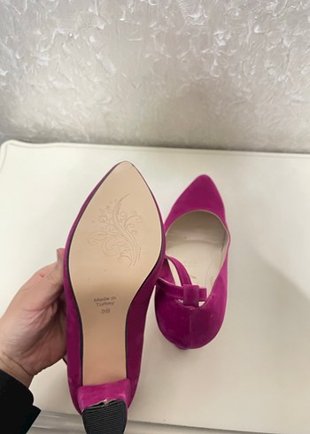 Pembe Süet Tokalı Stiletto Kadın Ayakkabı - Görsel 4