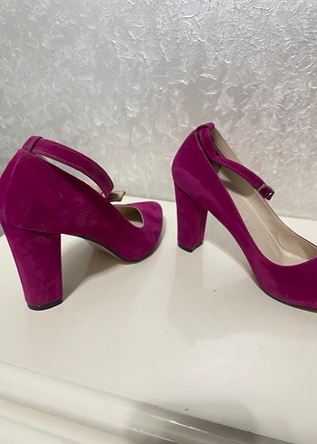 Pembe Süet Tokalı Stiletto Kadın Ayakkabı - Görsel 3