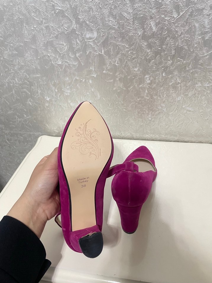 Pembe Süet Tokalı Stiletto Kadın Ayakkabı - Görsel 5