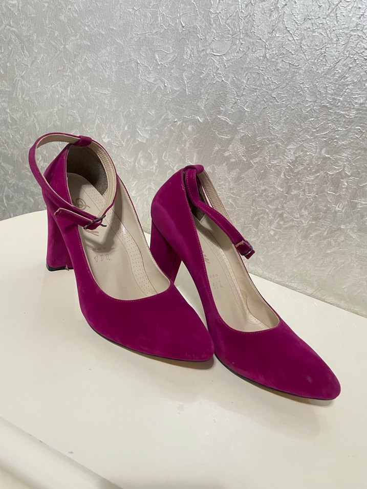 Pembe Süet Tokalı Stiletto Kadın Ayakkabı - Görsel 2