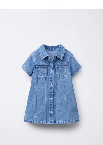 Zara Kız Çocuk Denim Kısa Kollu Elbise