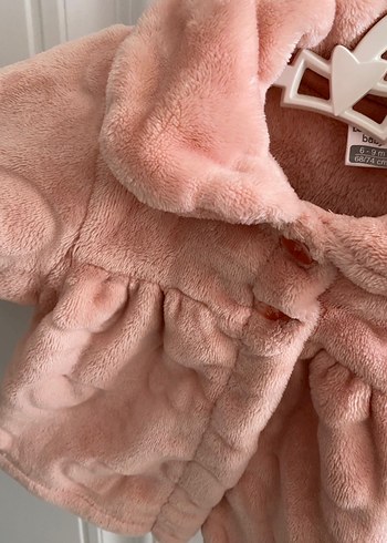 6-9 Ay Beden pembe Renk Kız Bebek Pembe Peluş Ceket