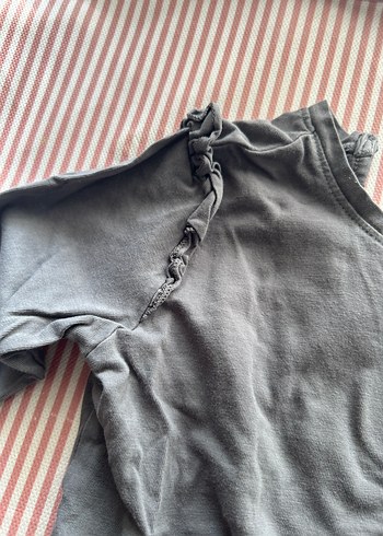 Kız Çocuk Gri Fırfırlı Uzun Kollu Bluz hm - Görsel 3